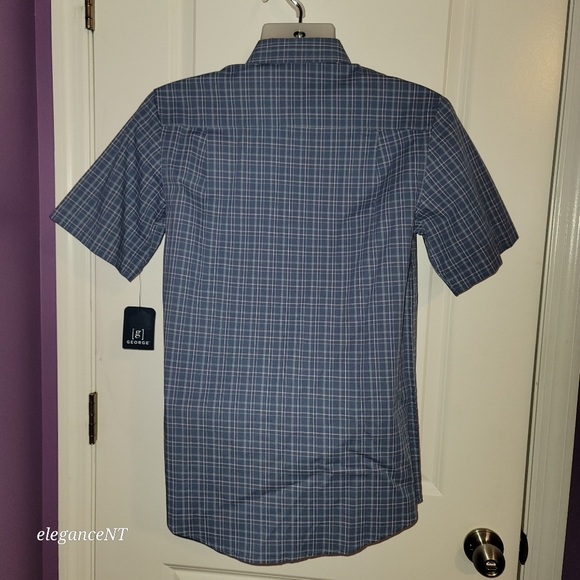 George Men's Short Sleeve Blue/Pink  Plaid Poplin Shirt Sz: S NWT - Picture 10 of 10